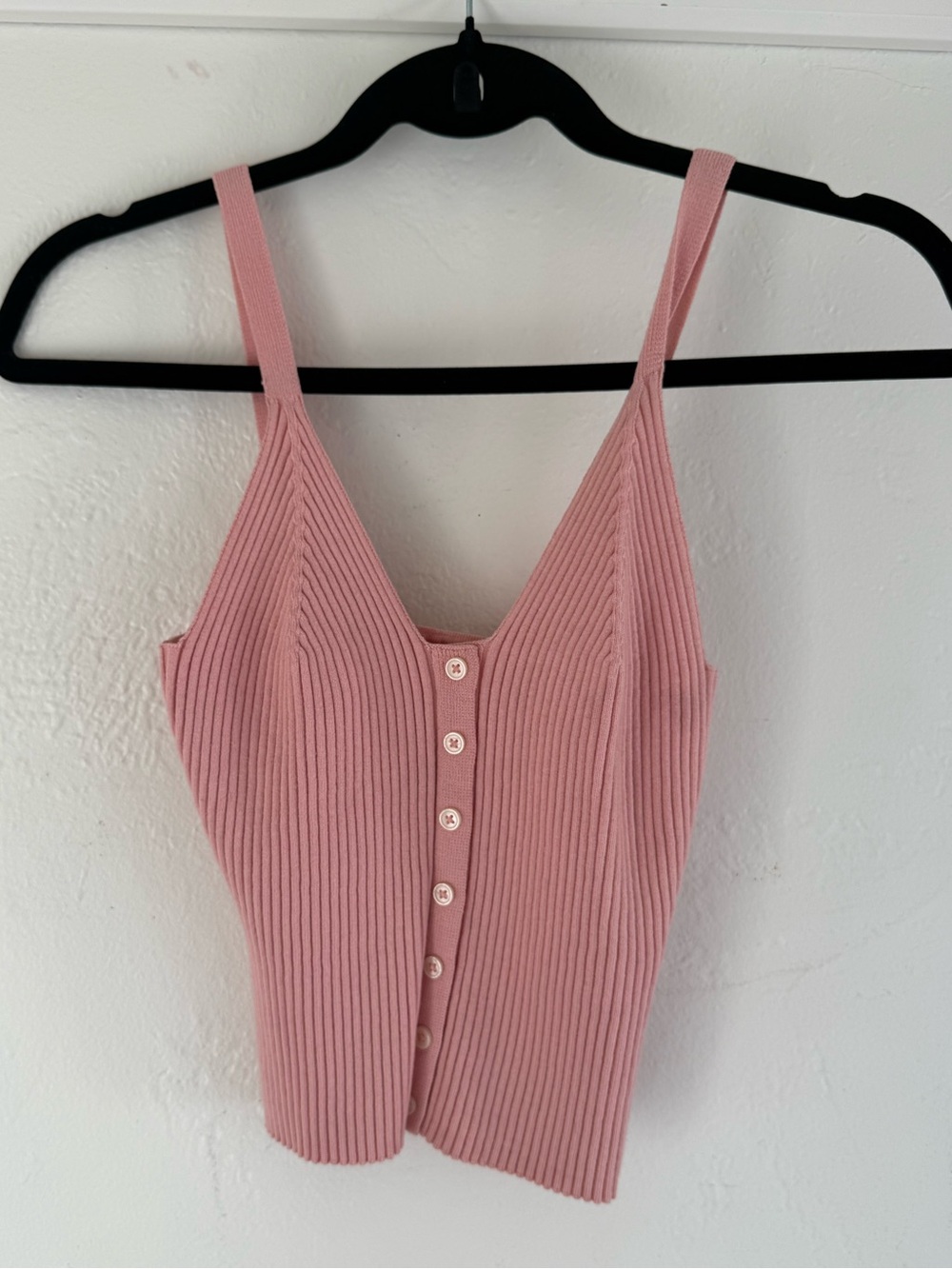 Aerie Ribbed Button-Front Pink Tank Top - Women